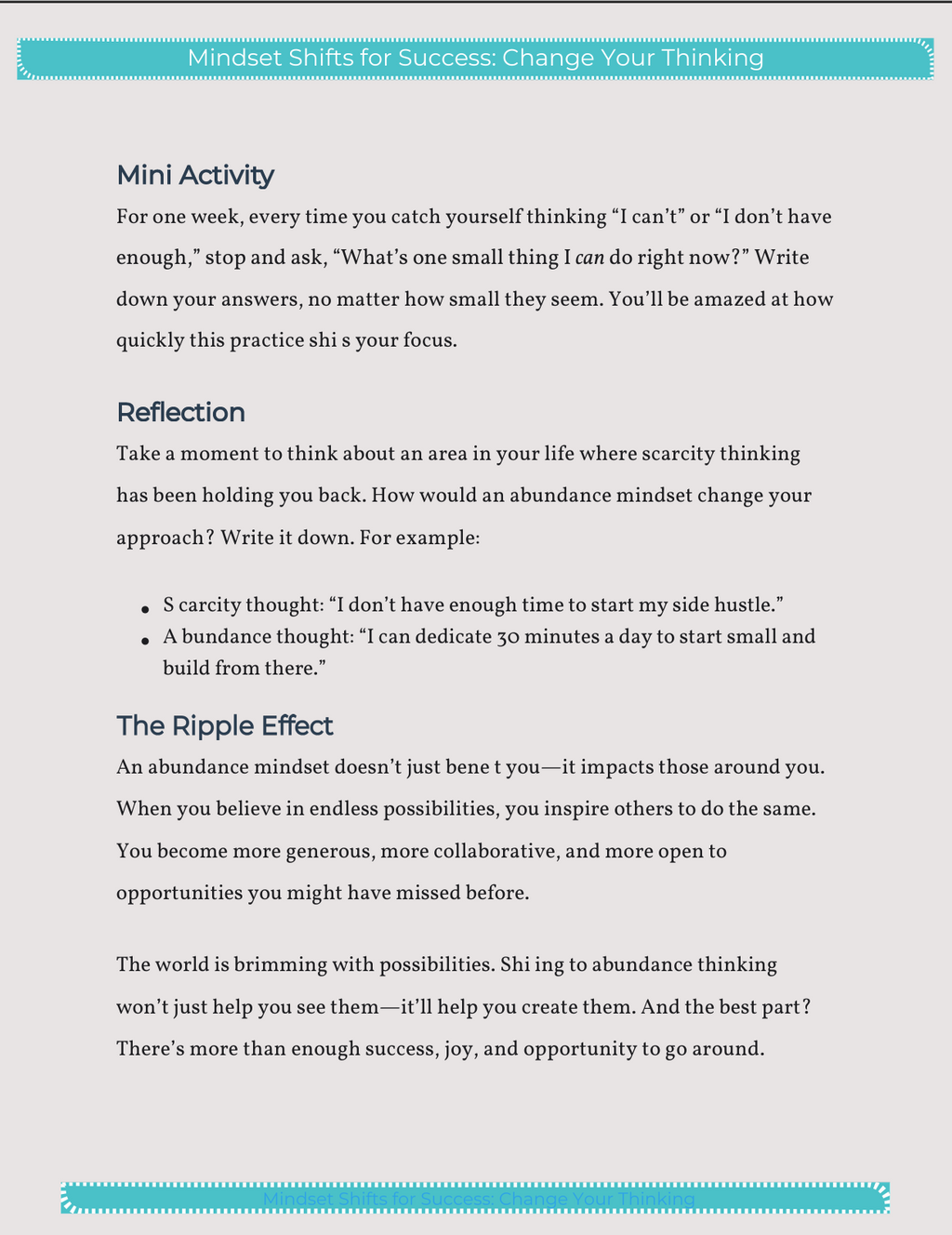 Mindset - Shift for success - Change your thinking