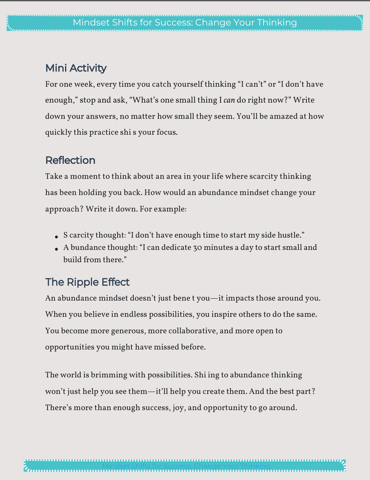 Mindset - Shift for success - Change your thinking