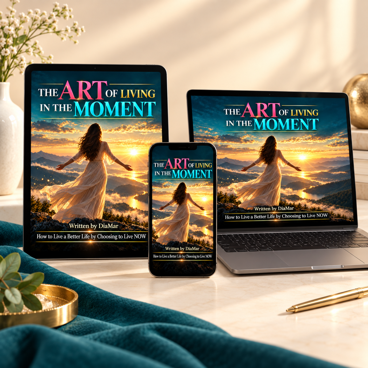 The Art of Living in the Moment digital ebook shown on multiple devices