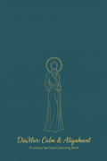 Book cover with a line drawing of a person in a robe on a teal background, featuring the text 'DiaMar: Calm & Alignment'.
