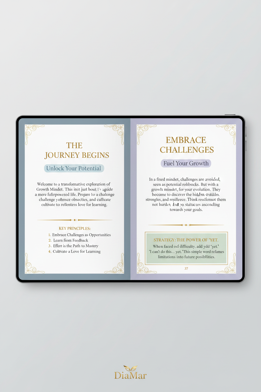 Digital tablet displaying motivational content on a light gray background