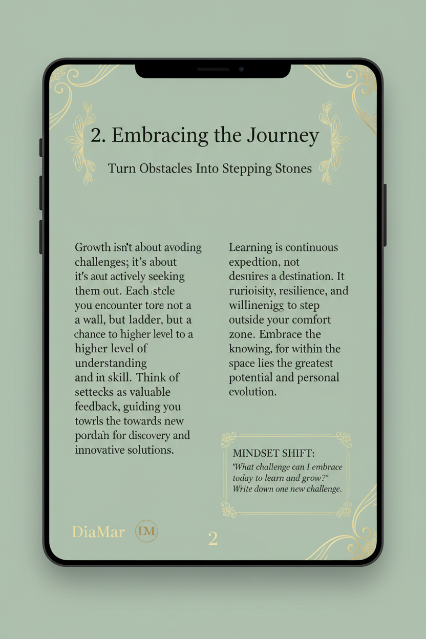 E-reader displaying motivational text on a green background