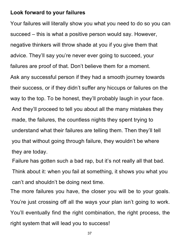 Text on a white background with motivational quote about failures and success.