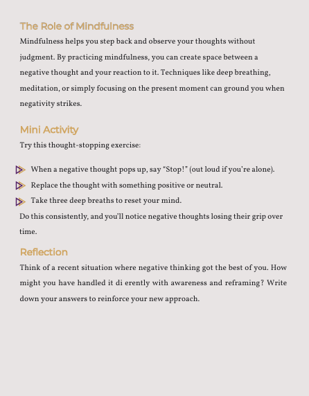 Text-based educational material on mindfulness with a white background