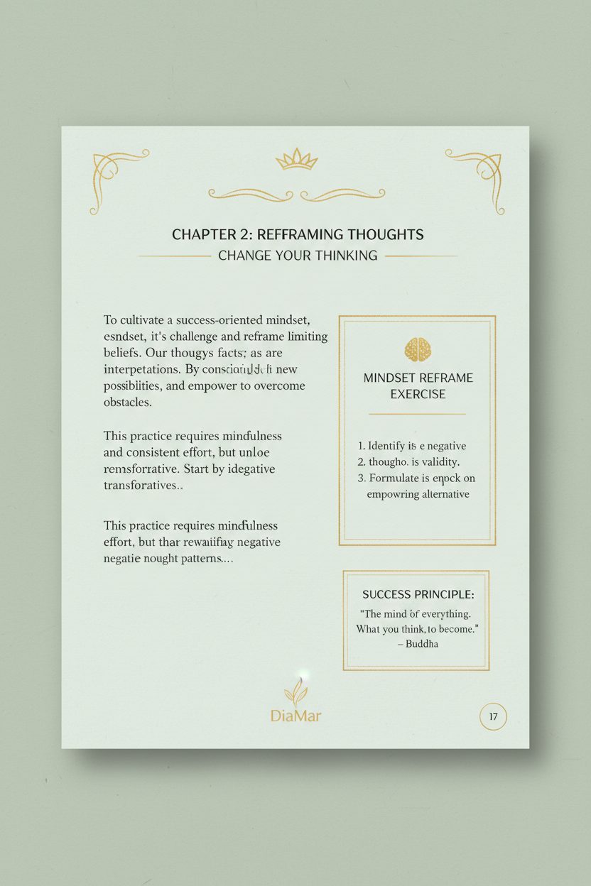 Sheet of paper with text and design elements on a light green background