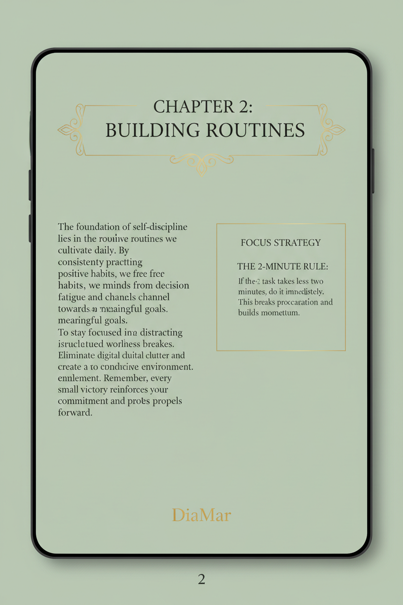 Digital device displaying a chapter from a book titled 'Building Routines' with text and branding.