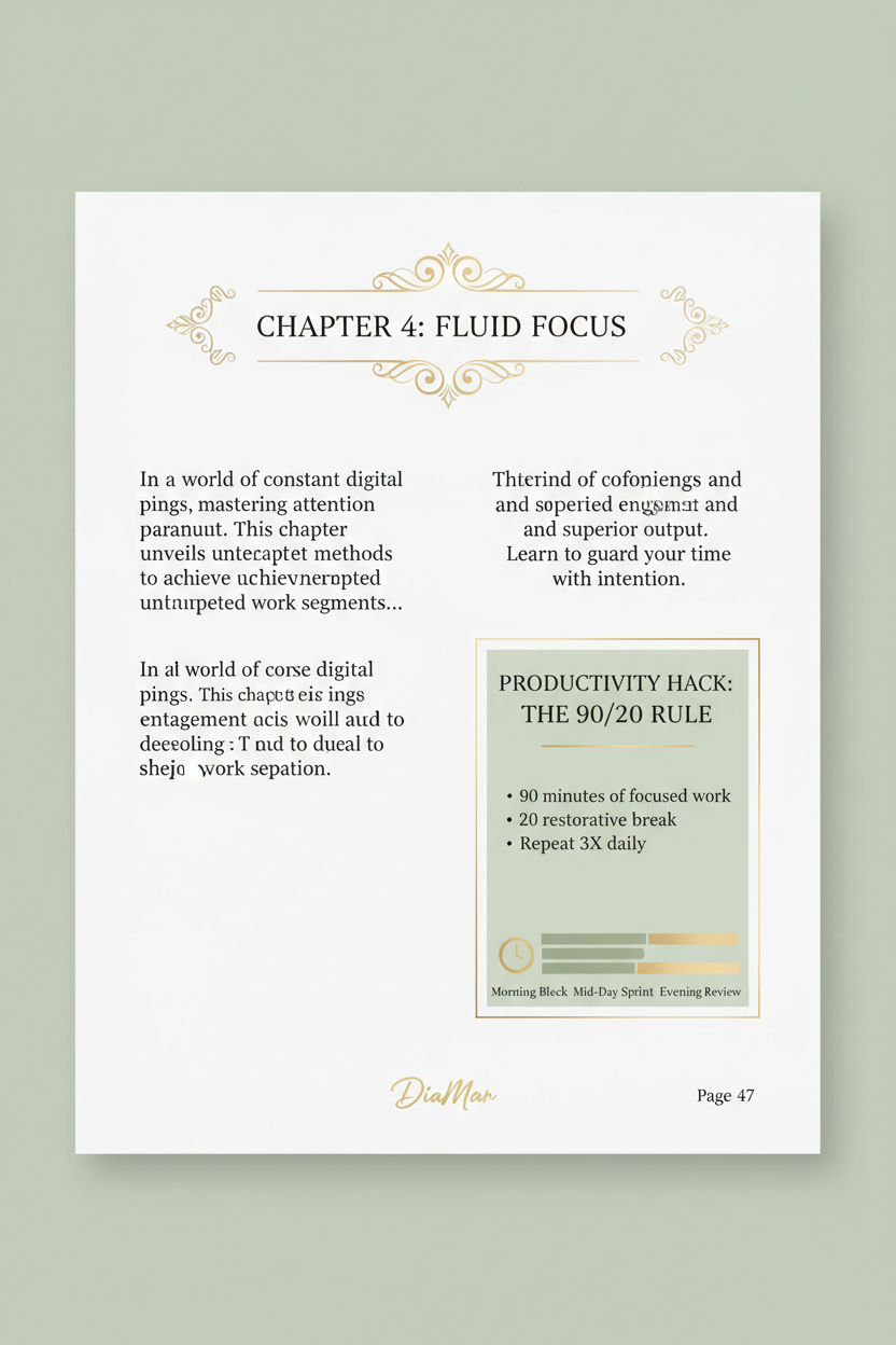Book page with text and design elements on a light green background