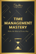 Book cover of 'Time Management Mastery' with gold text and hourglass symbol on a black background.
